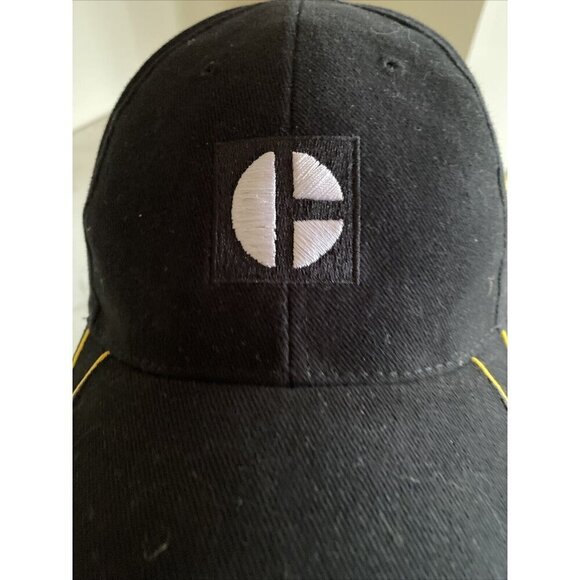 CAT Caterpillar Graphic Logo Black Baseball Hat Cap Yellow Trim Adjustable - Picture 2 of 9